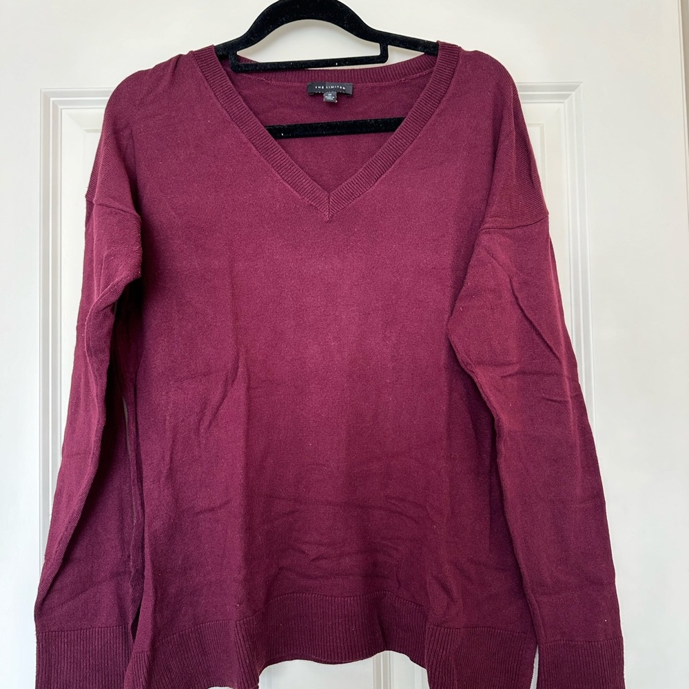 The Limited Burgundy Cotton Blend Sweater